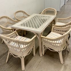 Rattan Patio Dining Set With 6 Chairs