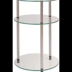 Convenience Concepts Glass 3 Tier Round Table, Silver Chrome, Small