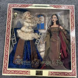 Ken Doll and Barbie Doll as Merlin the Magician and Morgan le Fay the Enchantress