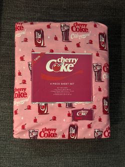 Cherry Coke pink twin size sheet set
