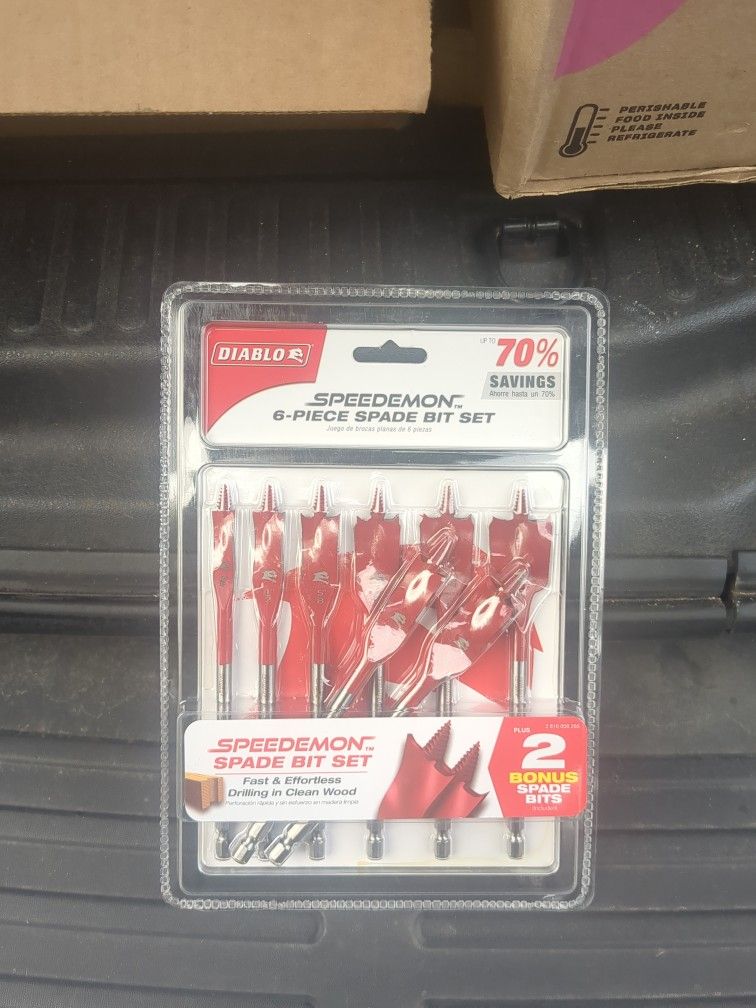 Diablo 8-Piece Speedemon Spade Bit Set – NEW – Fast Clean Wood Drilling
