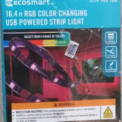 EcoSmart 16.4 ft. RGB Color Changing USB Powered LED Strip Light w/ Remote
