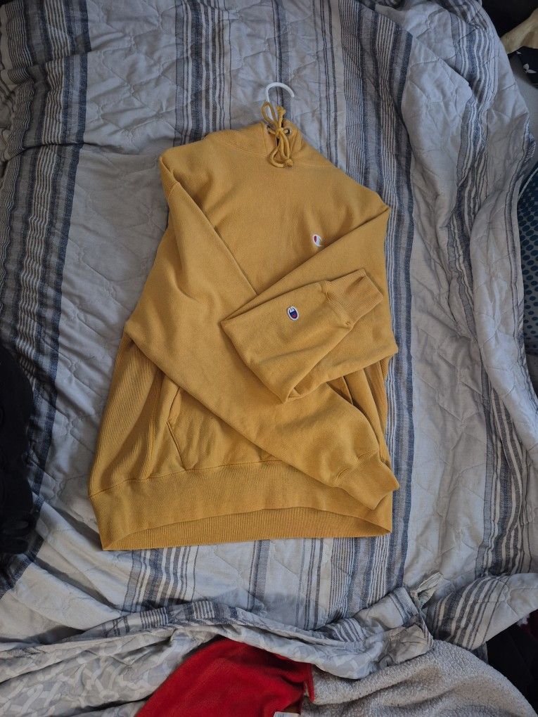 yellow champion hoodie