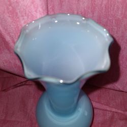 Vintage Robins Egg Blue Scalloped Bud Vase