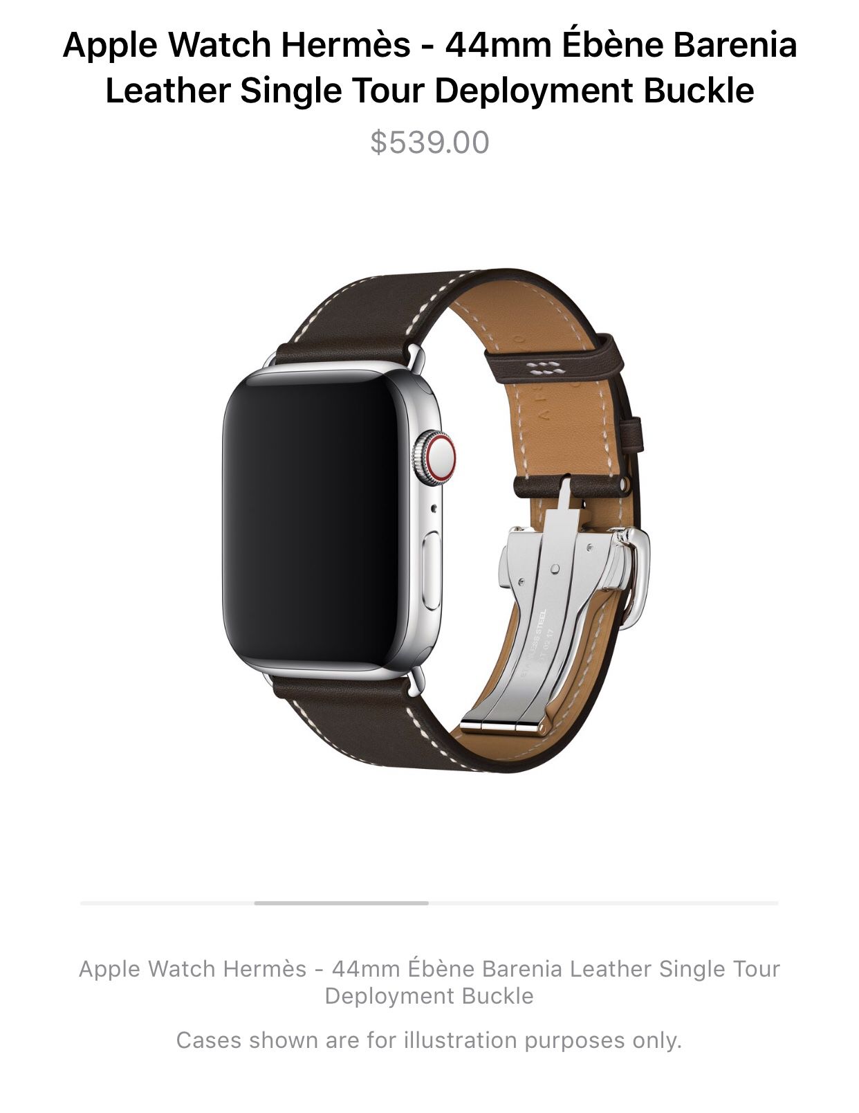 Apple watch band Hermes 44mm ebene barenia leather for Sale in