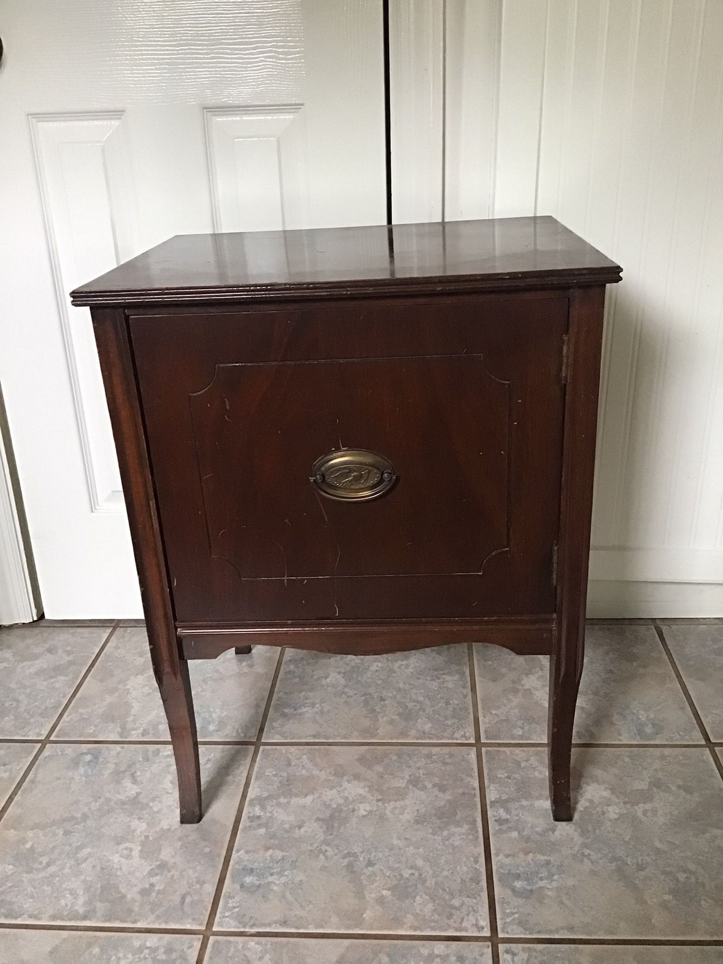 Vintage Antique Mahogany Record Cabinet 