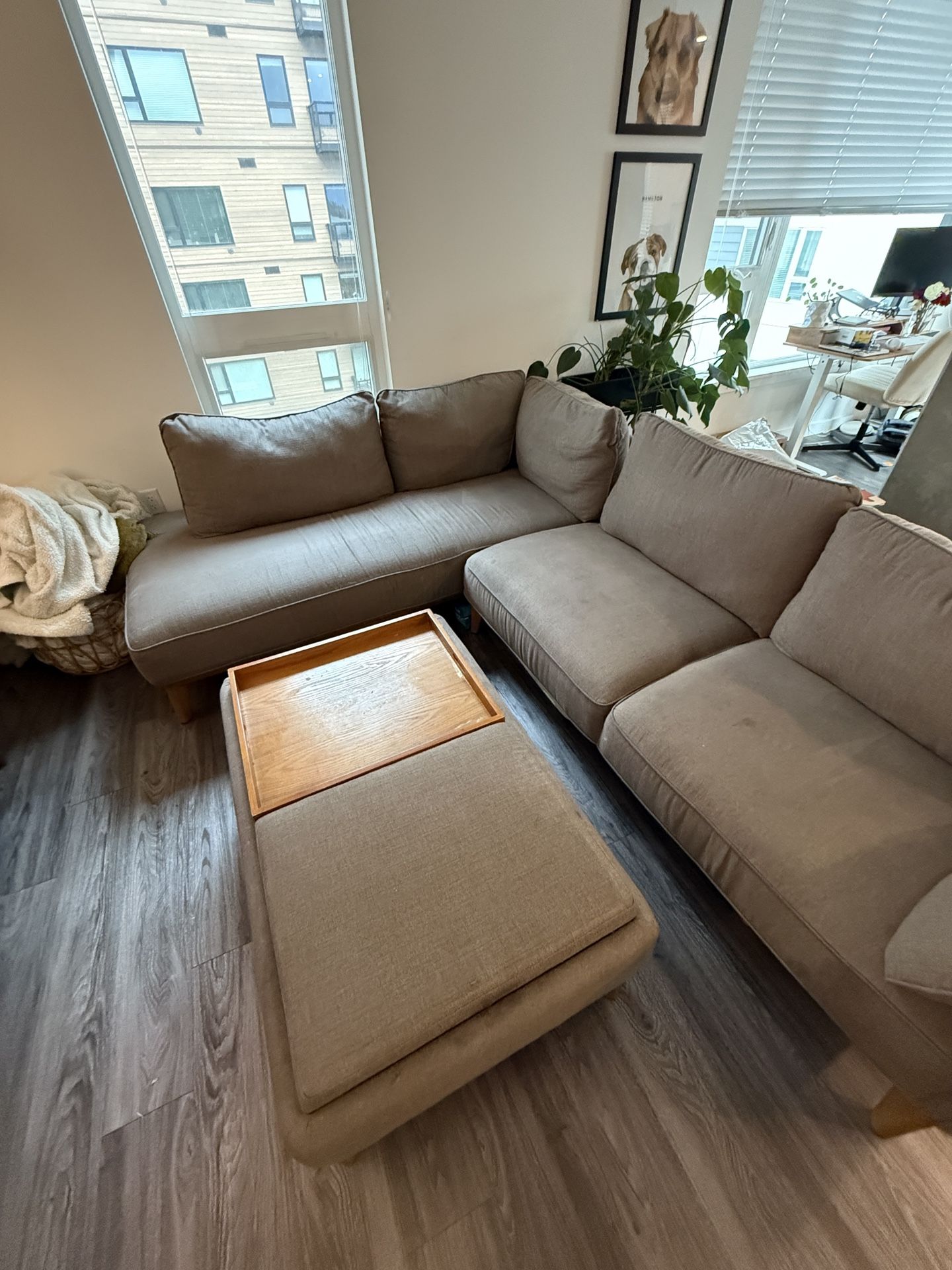 Mid Century Modern Couch + Ottoman/coffee Table