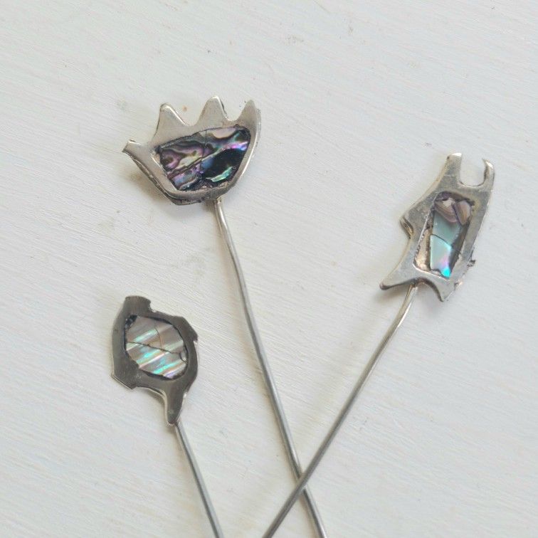 Charcuterie Silver Abalone Shell Appetizer Forks Hors d'oeuvre cocktail spears
