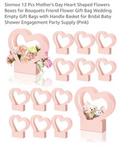 12pcs Pink Heart Shaped Flower/gift Boxes, New