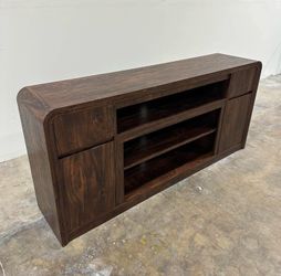70 inch Modern TV Stand for 80 Inch TVs, 32"Tall Entertainment Center w/Storage Cabinet& drawers, Adjustable Shelves, Curved Profile Design, 70 inch B