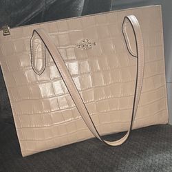 Taupe Coach Crocodile Leather Tote