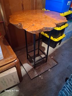 Handmade Live Edge Oak Bar Table - Custom Steel Base