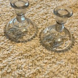 Pair Of Glass Candle Holders