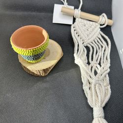 Macrame Mini 3” White Planter