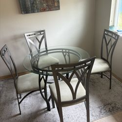 Glass Dining Table - Four Chairs