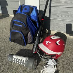 Demarini Softball Bag And Easton Bat With Helmet