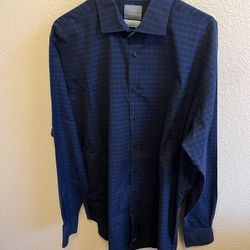 Thomas Dean XLT Blue & Black Dress Shirt