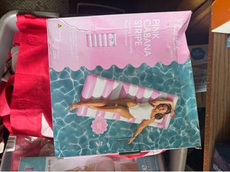 PINK CABANA STRIPE Luxury Inflatable Pool Lounger