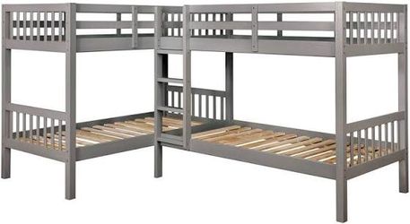 New! Grey Bunk Bed -Quadruple ($39 Down) NO CREDIT CHECK FINANCING