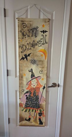 Halloween Canvas Fabric Banner, 5 foot long, Heavy Duty
