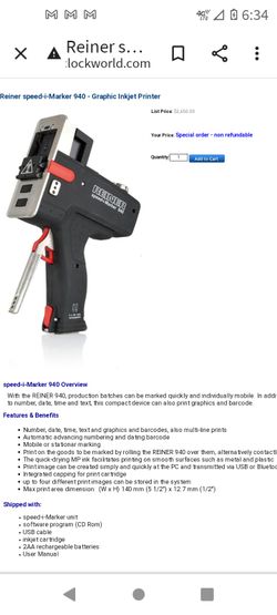 Reiner Handheld Inkjet Printer