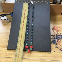 Multi color oil treated stone statement necklace