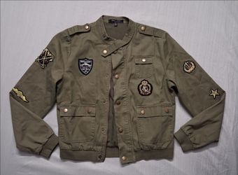 Romeo and Juliet Couture Womens  Olive Green Military Patch Utility Jacket