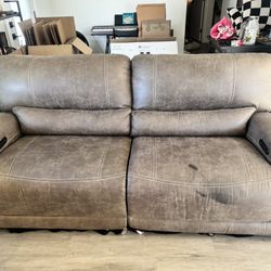 Leather Power Reclining Sofa 