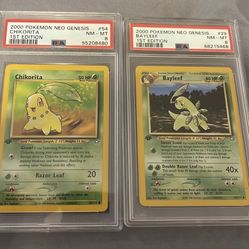 PSA 8 1st Edition CHIKORITA & BAYLEEF Neo Genesis Era