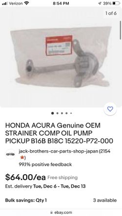 Honda Acura Oem Oil Pump Pickup