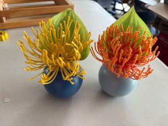 Artificial Protea Flower Arrangements in Round Vases