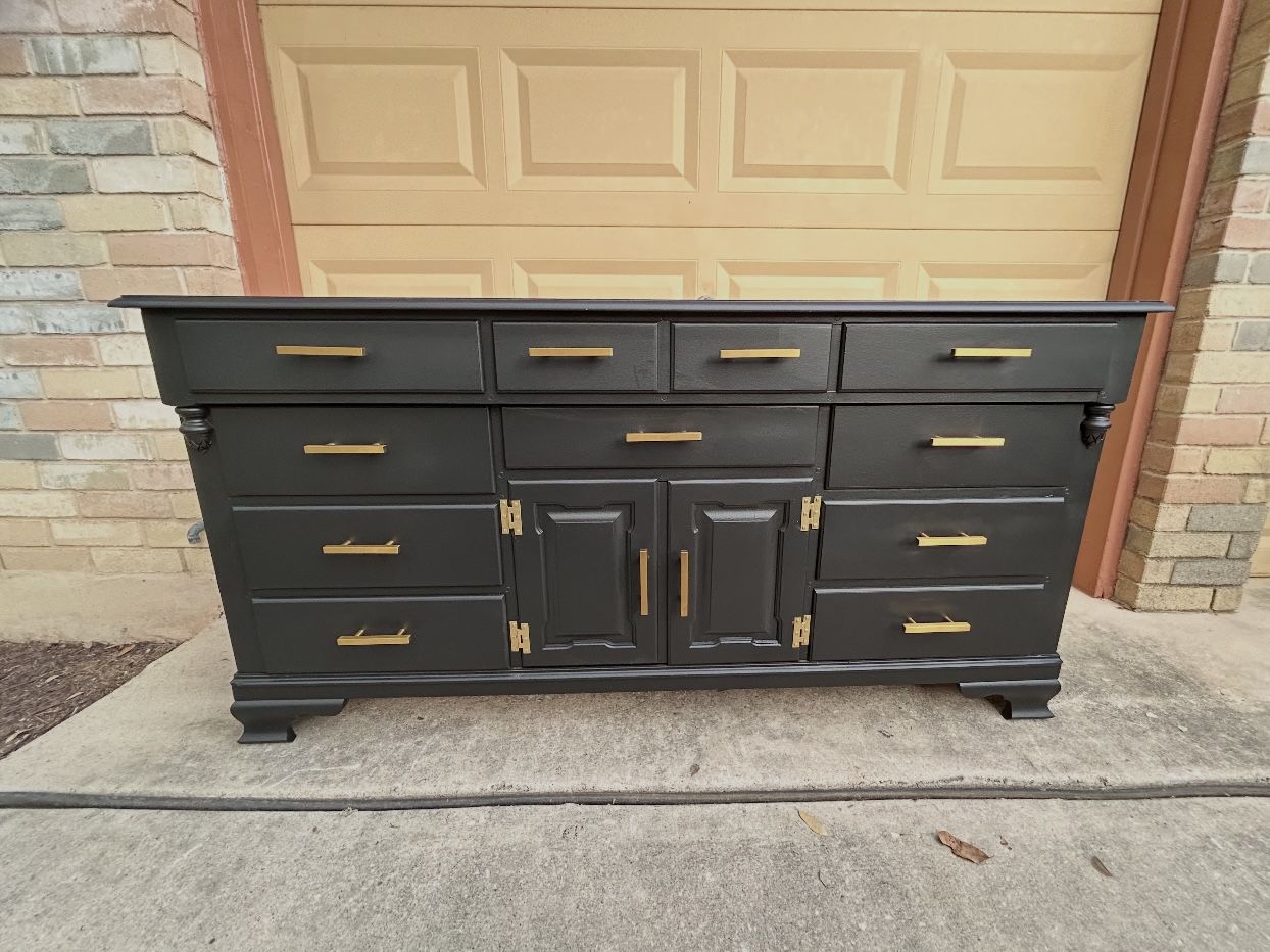 Black Dresser with Gold Hardware 