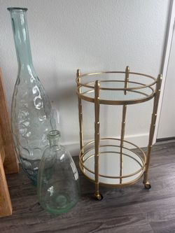 Vintage style Gold Mirrored Two Tier Bar/Serving Cart