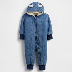 Baby Quilted Denim Cozy One-Piece