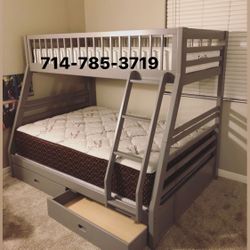 Twin/Full Bunk Bed + 2 Mattress 