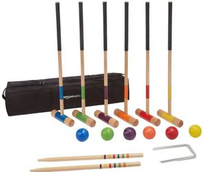NEW AMAZON BASICS 6-PLAYER CROQUET SET WITH CARRYING CASE