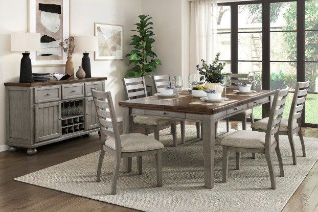 Brand New Dining Set features large storage drawers