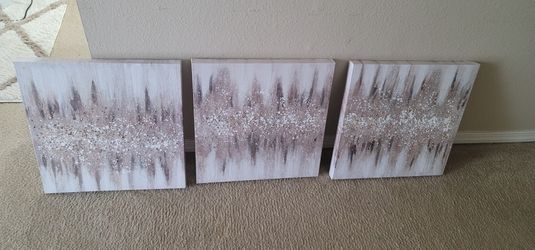 Glitter And Pebble 3 Piece Wall Art