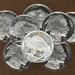 8 Pc. Lot Of 1/10 Troy Ounce .999 Silver Indian Head/Buffalo Rounds