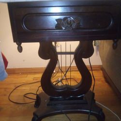 Vintage Coffee Table With Two  Harp End Tables .