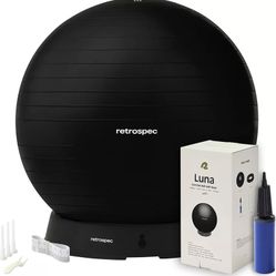 New Retrospec Luna Exercise Ball, Base & Pump/Ball & Pump  55CM  Black