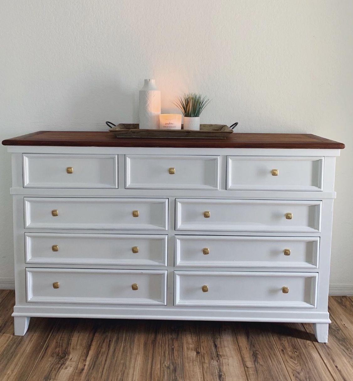Wood top 2024 white dresser