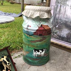Old Milk Can Hand Painted From Aumish County 
