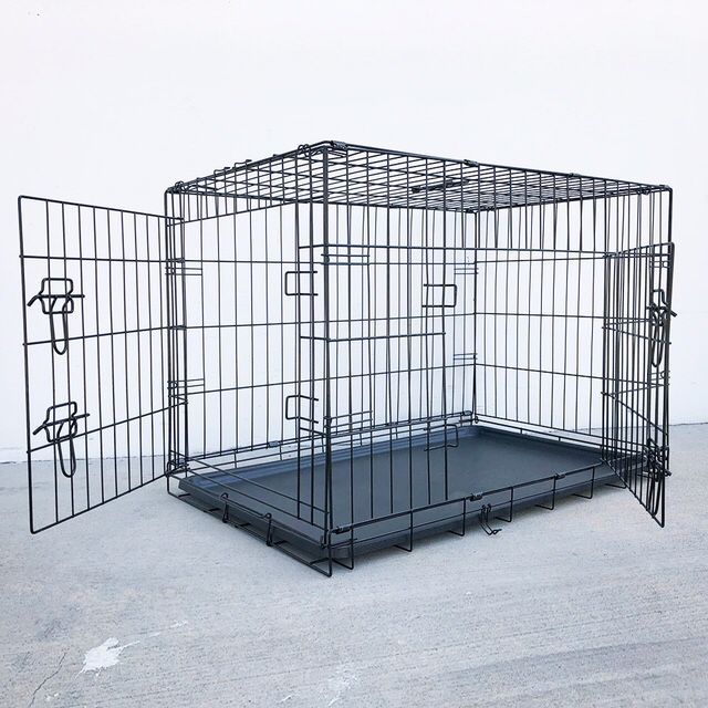 (NEW) $45 Folding 36” Dog Cage 2-Door Pet Crate Kennel w/ Tray 36”x23”x25”