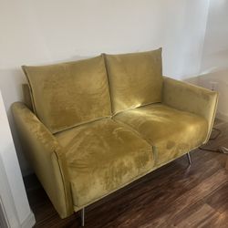 green gold mini couch