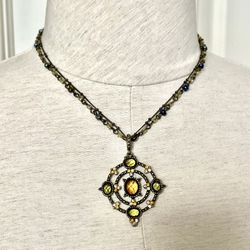 Vintage Avon Double Chain Bling Necklace 