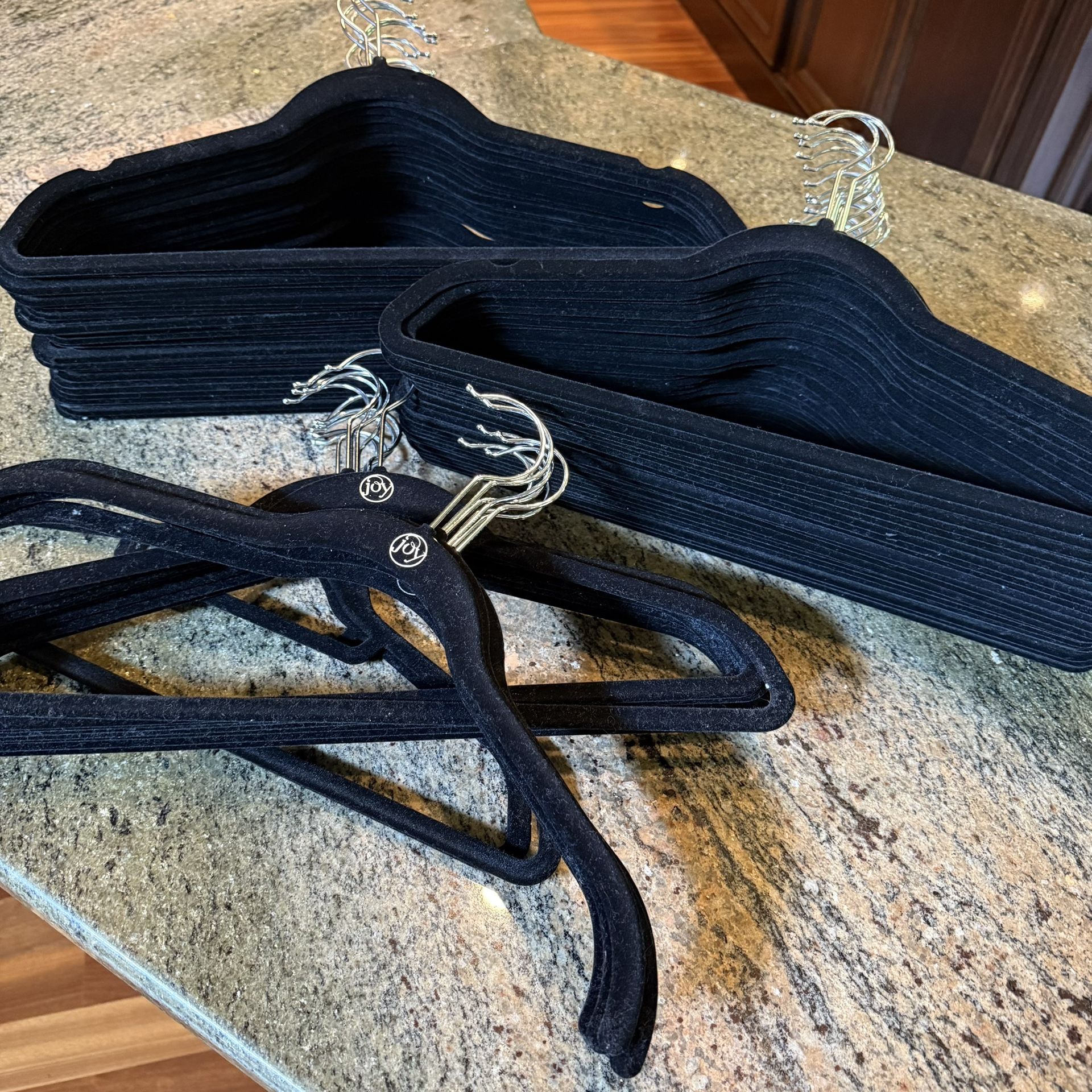 7 Dozen Black Soft Velvet Grippy Closet Clothes Hanger Bundle