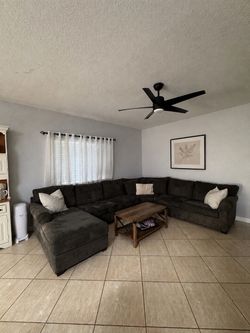 Large Dark Grey U-Shaped Sectional Sofa