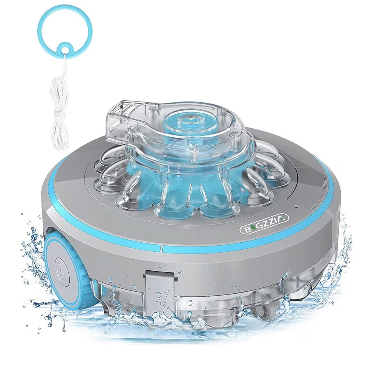 Bigzzia Cordless Robotic Pool Cleaner Powerful Suction 4000mAh Rechargeable Battery IPX8 Waterproof, Built-in Water Sensor Automatic Technology for In