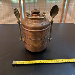 Antique Brass And Copper Arabic Lunchbox